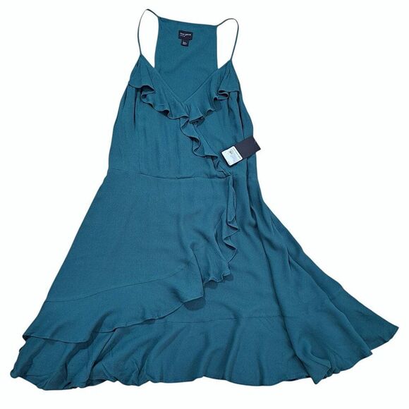 Free Press Women's Ruffle Sleeveless Dress Forest Green Racerback Travel Size L - Picture 4 of 9